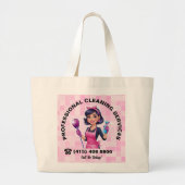 Pink Maid Janitorial Cleaning Service ラージトートバッグ (正面)