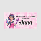 Pink Maid Janitorial Cleaning Service 名札 (正面)