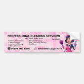 Pink Maid Janitorial Lady House Cleaning Service バンパーステッカー (正面)