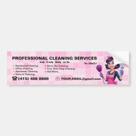 Pink Maid Janitorial Lady House Cleaning Service バンパーステッカー