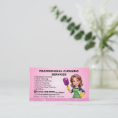 Pink Maid Janitorial Lady House Cleaning Service 名刺 (スタンド正面)