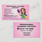 Pink Maid Janitorial Lady House Cleaning Service 名刺 (正面/裏面)