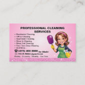 Pink Maid Janitorial Lady House Cleaning Service 名刺 (正面)