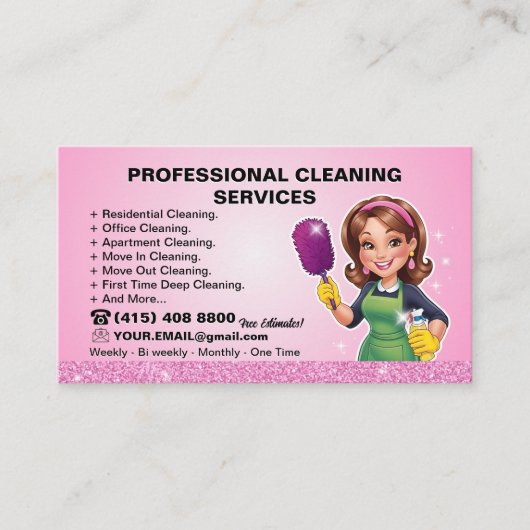 Pink Maid Janitorial Lady House Cleaning Service 名刺 (正面)
