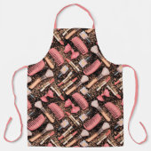 Pink Makeup Cosmetics Pattern Glitter  エプロン (正面)