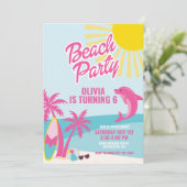 Pink Malibu beach birthday 招待状 (スタンド正面)