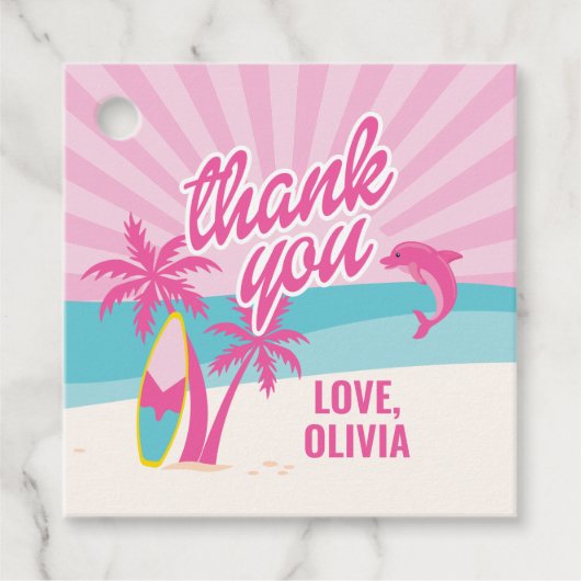 Pink Malibu Beach Palm Birthday フェイバータグ (正面)