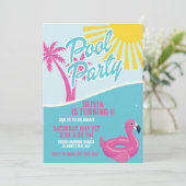 Pink Malibu Pool Party birthday 招待状 (スタンド正面)