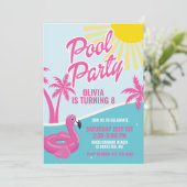 Pink Malibu Pool Party birthday 招待状 (スタンド正面)