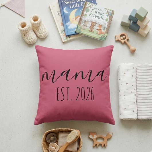 Pink Mama Est Year Minimalist Home Accent クッション