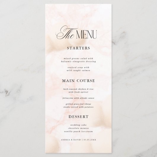 Pink Marble Cloud Nine Baby Shower Bridal Shower メニュー (正面)