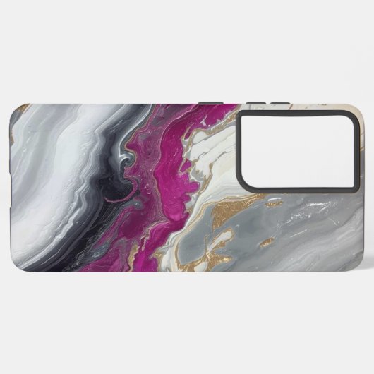 Pink Marble Design Samsung Galaxyケース (左側面)