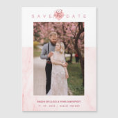 Pink Marble Effect Romantic Photo Engaged Couple (正面)