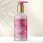 Pink Marble & Gold Glitter Cosmetics Bottle Label 長方形シール