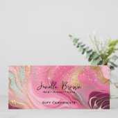 Pink Marble & Gold Glitter Gift Certificate Card 招待状 (スタンド正面)