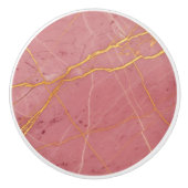 Pink marble gold stone, natural door pull, luxury セラミックノブ (正面)