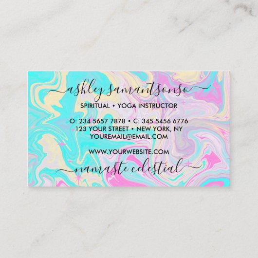 Pink marble Mermaid moon spiritual zodiac 名刺 (裏面)