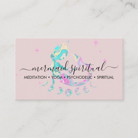 Pink marble Mermaid moon spiritual zodiac 名刺 (正面)