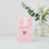 Pink marble QR business card 名刺 (スタンド正面)