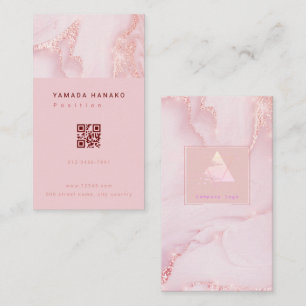 Pink marble QR business card 名刺