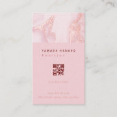 Pink marble QR business card 名刺 (正面)