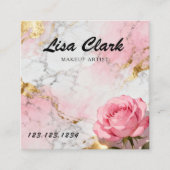 Pink Marble Rose Gold Makeup Artist Beauty スクエア名刺 (正面)