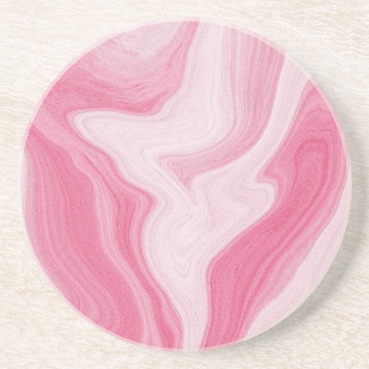 Pink Marble Swirl Pattern – Aesthetic Abstract  コースター (正面)