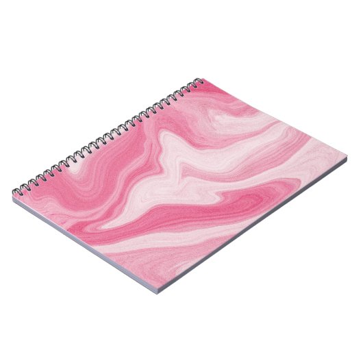 Pink Marble Swirl Pattern – Aesthetic Abstract  ノートブック (左側)