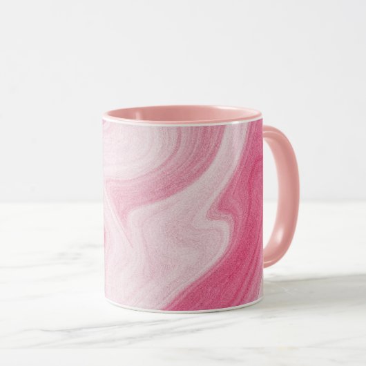 Pink Marble Swirl Pattern – Aesthetic Abstract  マグカップ (正面右)