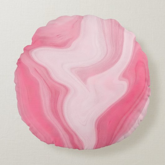 Pink Marble Swirl Pattern – Aesthetic Abstract  ラウンドクッション (正面)