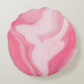 Pink Marble Swirl Pattern – Aesthetic Abstract  ラウンドクッション (裏面)