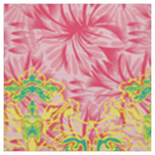 Pink Marble Wallpaper. Floral Grid Textile ファブリック (見本)