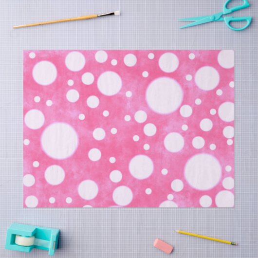 Pink Marble White Polka Dots Pattern Decoupage 薄葉紙 (クラフト)