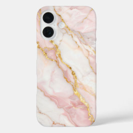 Pink Marble with Gold Veins – Elegant Design iPhone 16ケース