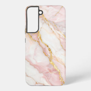 Pink Marble with Gold Veins – Elegant Design Samsung Galaxy S22+ケース