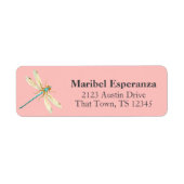 Pink Mariposa Dragonfly Address Label ラベル (正面)