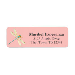 Pink Mariposa Dragonfly Address Label ラベル