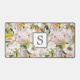 Pink Mariposa Vintage Monogrammed Desk Mat デスクマット