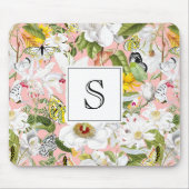 Pink Mariposa Vintage Monogrammed Mouse Pad マウスパッド (正面)