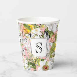 Pink Mariposa Vintage Monogrammed Paper Cup 紙コップ
