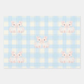 Pink Marshmallow Bunny Rabbits Easter ラッピングペーパーシート (正面3)