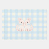 Pink Marshmallow Bunny Rabbits Easter ラッピングペーパーシート (正面)