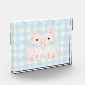 Pink Marshmallow Bunny Rabbits Easter Acrylic Art フォトブロック (左)