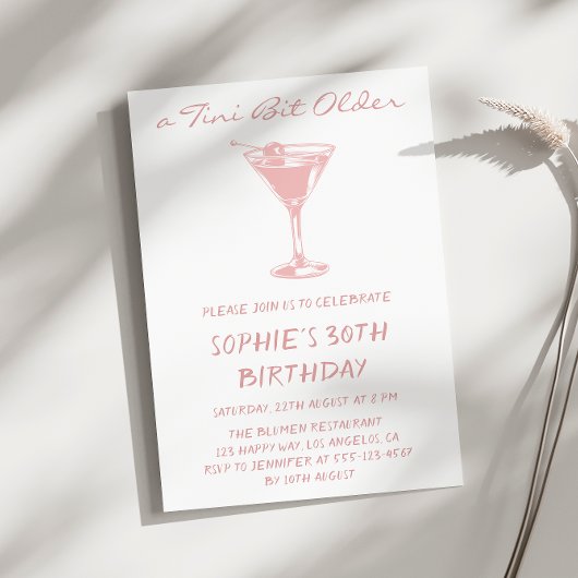 Pink Martini A Tini Bit Older 30th Birthday 招待状