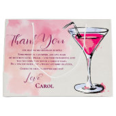 Pink Martini Birthday Party Favor Thank You ラージペーパーバッグ (正面)