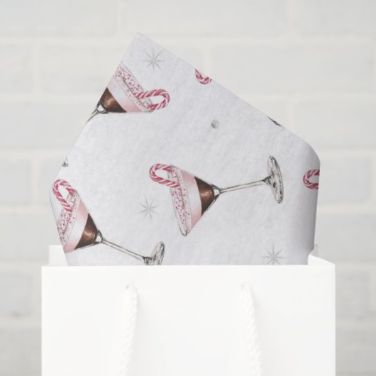 Pink Martini Cocktail Pattern Festive Holiday  薄葉紙 (ギフトバッグ)