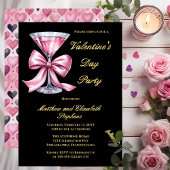 Pink Martini Coquette Bow Valantine's Day Party 箔招待状