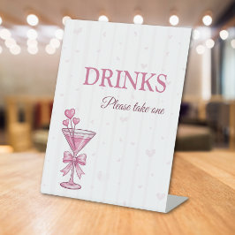 Pink Martini Drinks Table Sign A Tiny Bit Engaged  台座サイン