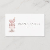 Pink Martini Girl Baby Shower Diaper Raffle Ticket エンクロージャーカード (正面)
