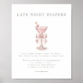 Pink Martini Girl Baby Shower Late Night Diapers ポスター (正面)